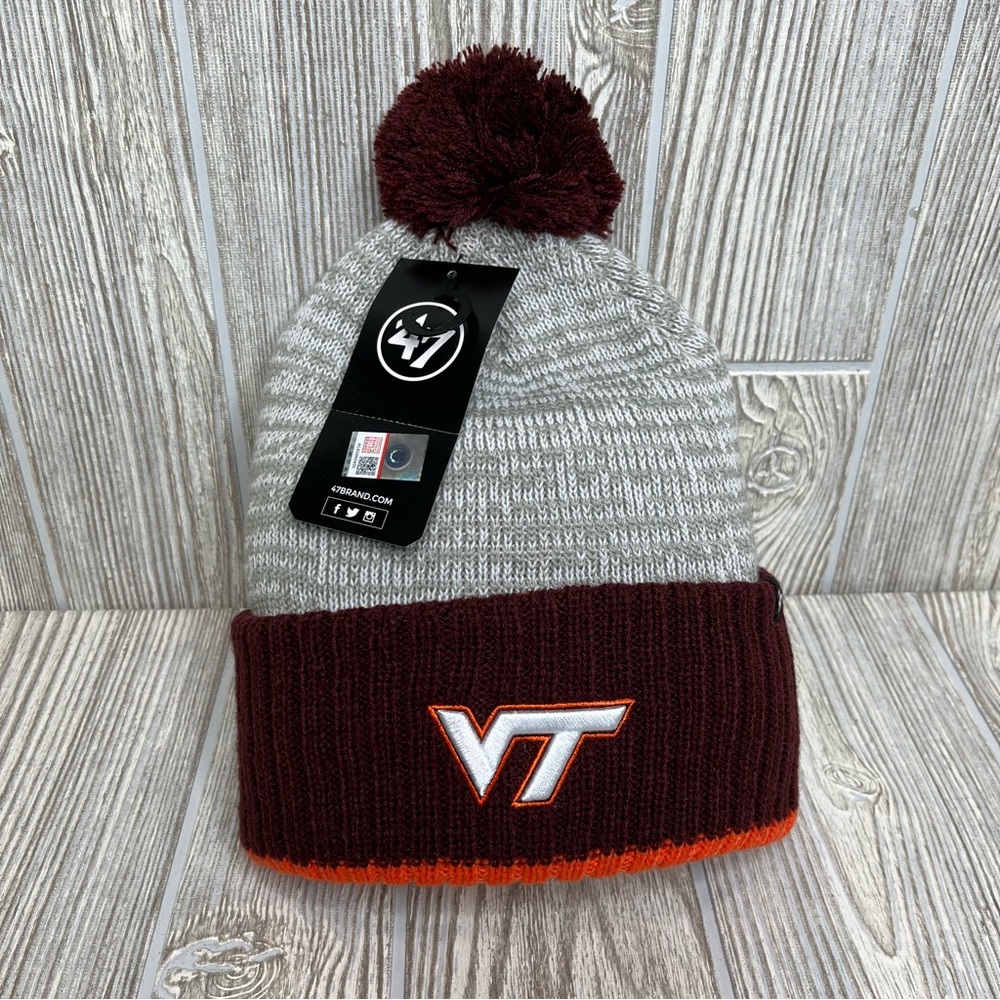 Virgina Tech Hokies Beanie 47 Brand College NCAA Winter Pom Pom Hat Cap